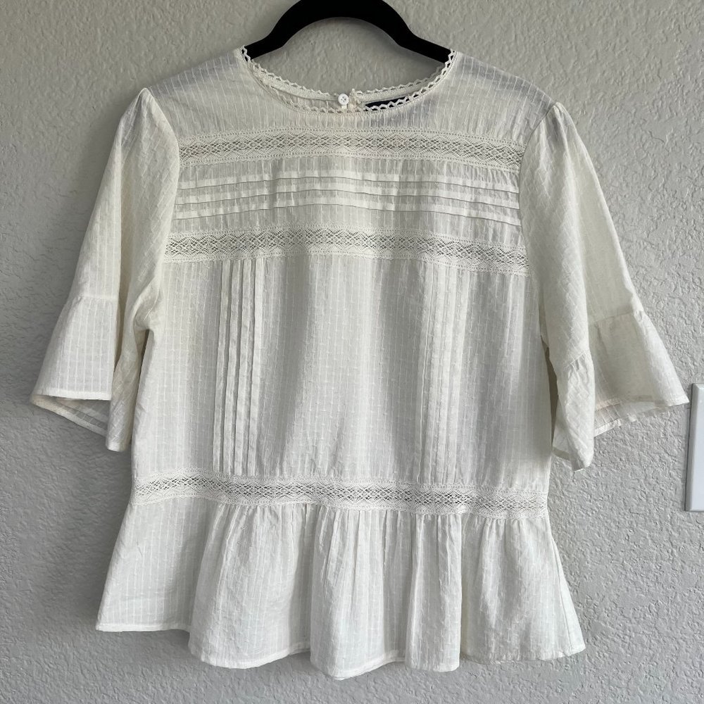 Lace Detail Cotton Peplum Top